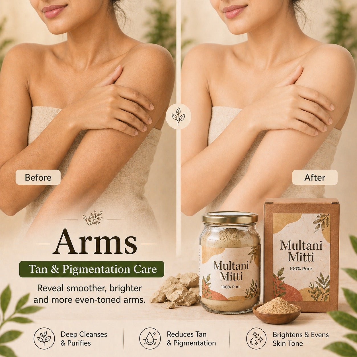 Arms tan care before after